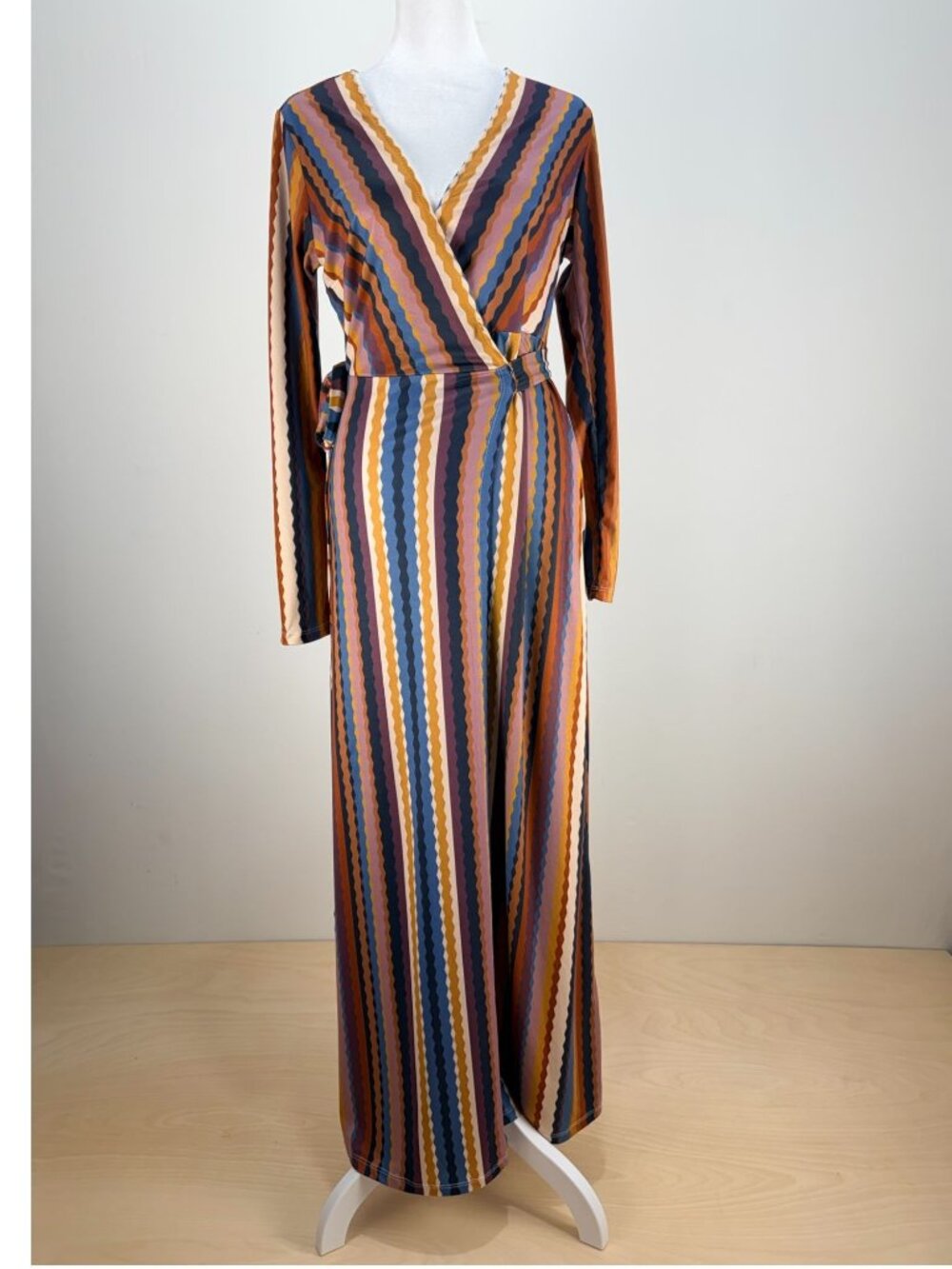 VICI Wrap Maxi Dress Striped Boho Long Sleeve Multicolor Size M - Picture 2 of 14